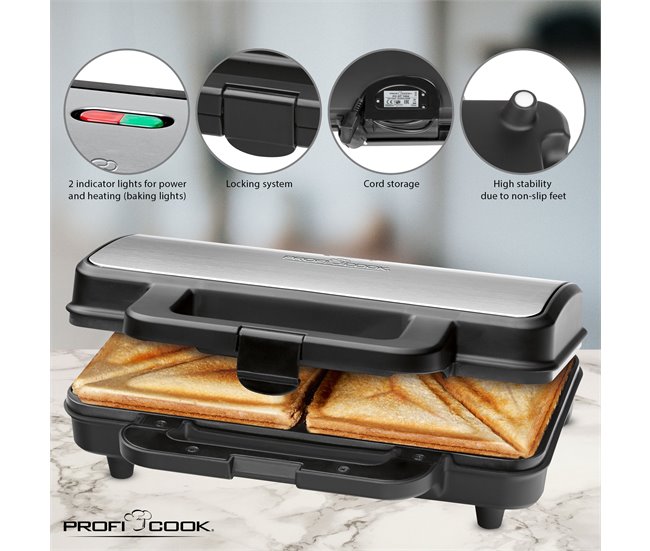 Sandwichera Proficook ST 1092 Plateado