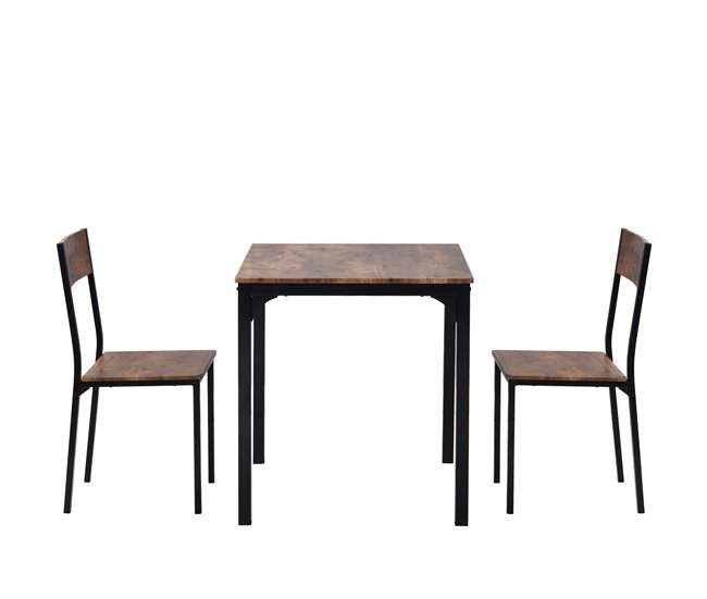 Conjunto de mesas y sillas de comedor 70x70 Marron