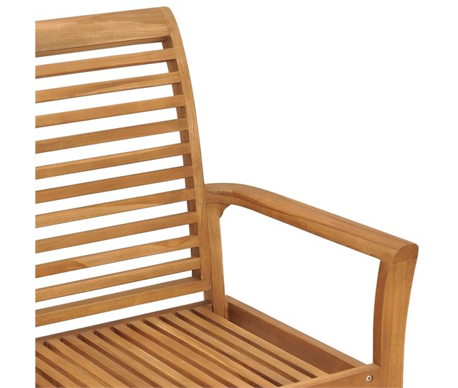 Banco de jardín madera maciza de teca y cojín 112x55 Azul Claro