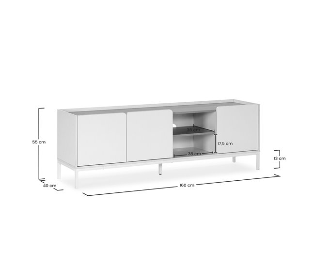 Mueble Tv Curva 3 puertas 160 Blanco