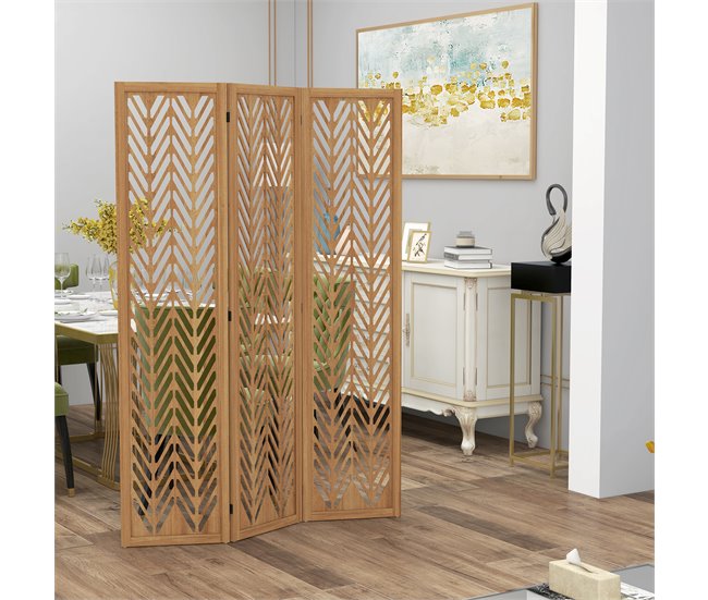 Biombo Madera de Paulownia HOMCOM, hogar - decoración Marron