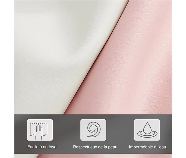 Cama tapizada de con cabecero ajustable, LED 100x202 Rosa