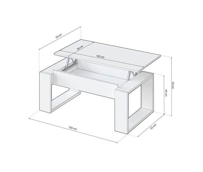 Mesa de centro elevable Neo 105x55 Blanco