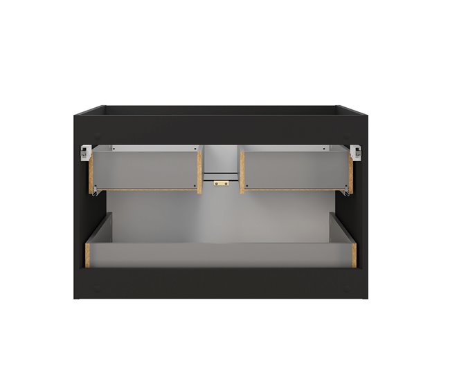 Conjunto de muebles con lavabo individual columna y espejo Elena 80 Madera