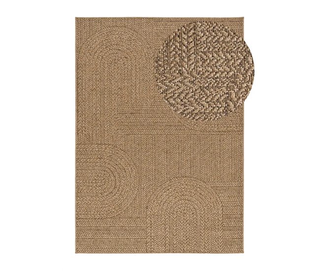 Alfombra exterior/interior geométrica efecto yute ACRA - ATTICGO 80x150 Natural