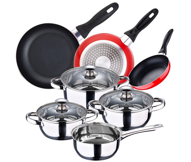 Batería de cocina 7 piezas en  + Juego de 3 sartenes Multicolor