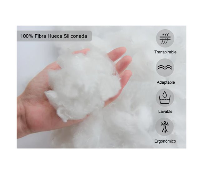 Acomoda Textil – Almohada de Fibra Hueca Siliconada. Blanco