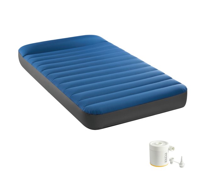 Colchón hinchable individual TruAire Camping Matress c/hinchador incluido INTEX Azul