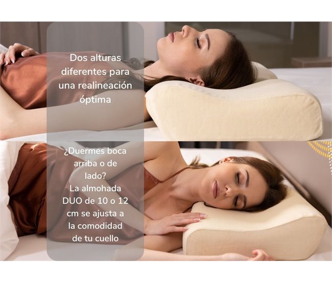 Almohada Ergonómica Cervical DUO con Funda Refrescante ICE Crudo