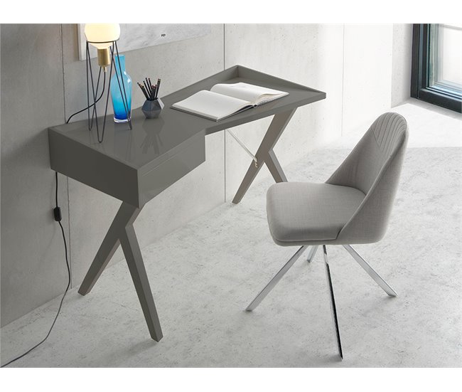 ANGEL CERDA Silla comedor giratoria acero Gris