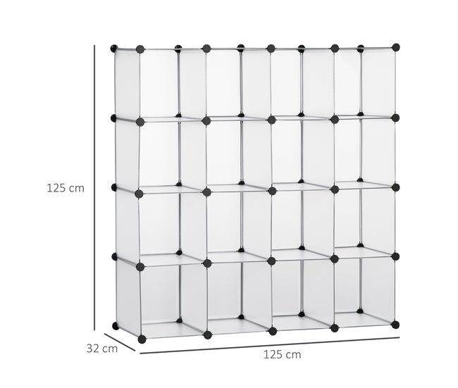 Armario Modular PP, Acero HOMCOM Transparente