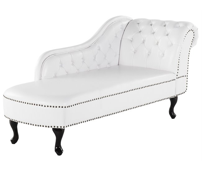 Beliani Chaise longue derecho Piel sintética NIMES Blanco