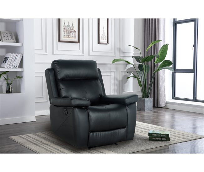 Sillón relax manual THEA piel negro Negro