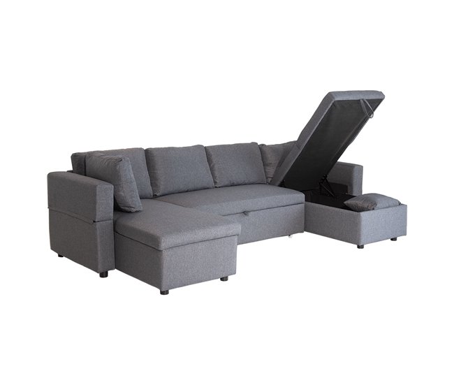 Sofá panorámico convertible SCOTT 4 plazas Gris