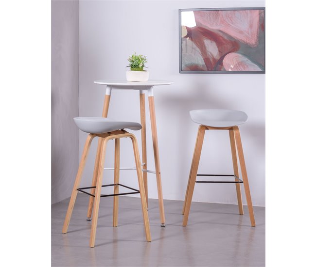 Taburete nórdico con patas de madera de haya  - Daxer Gris Claro
