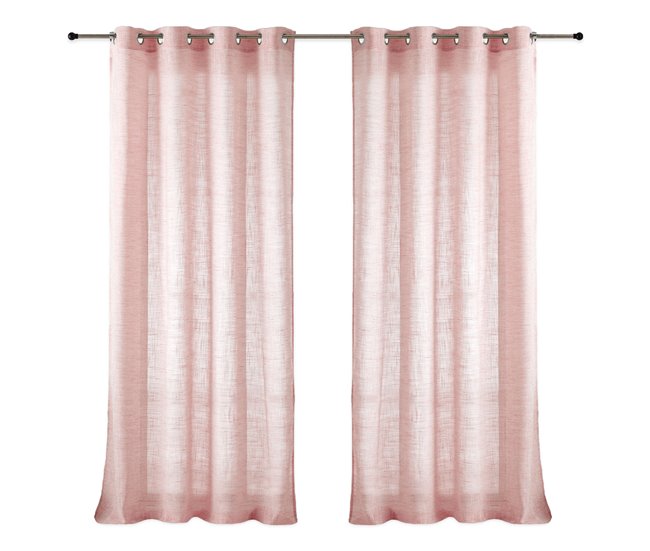 Vipalia Pack 2 Unidades Cortinas confeccionadas visillo semitransparentes anillas metal 