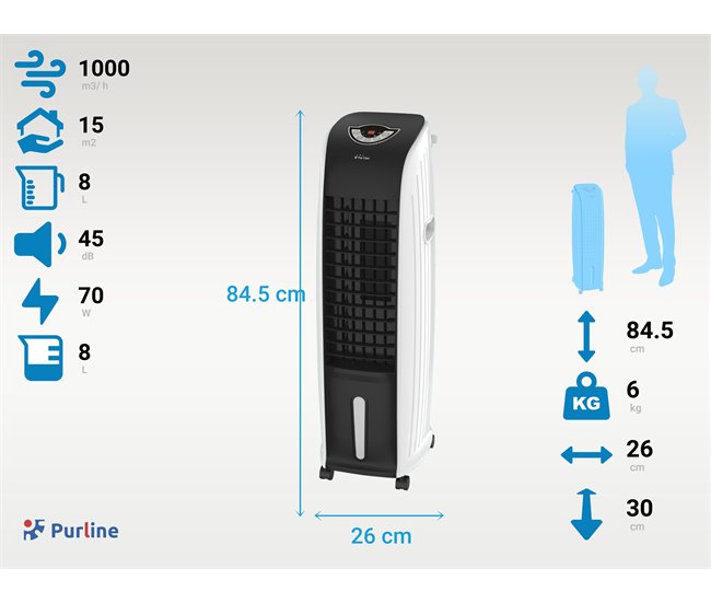 Climatizador evaporativo de bajo consumo con temporizador Negro