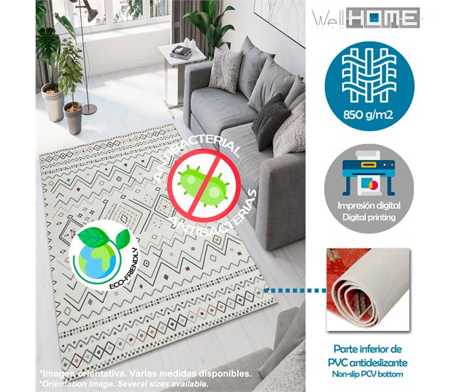 Alfombra De 180 X 280Cm 280x180 Gris Claro