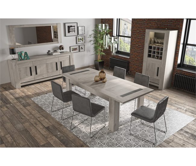 Mesa extensible BOSTON roble y gris Roble Gris