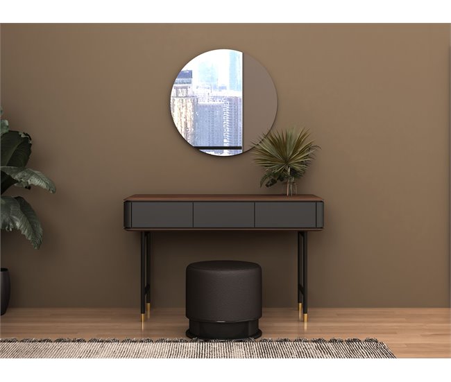Consola rectangular, madera y acero 7171 Gris Oscuro