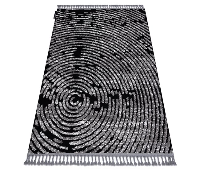 Alfombra MAROC G8499 Franjas Bereber marroquí Shaggy 120x170 Negro