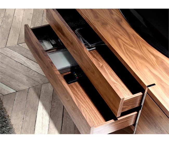 ANGEL CERDA Mueble TV nogal y acero cromado Nogal