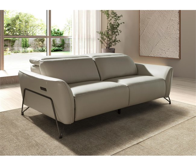 ANGEL CERDA Sofá relax 3 plazas piel Arena