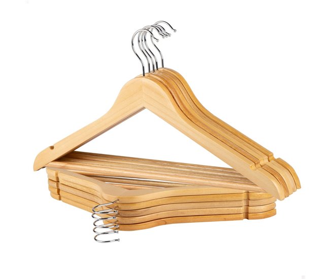 Max Home Pack 10 perchas de madera Marron Claro