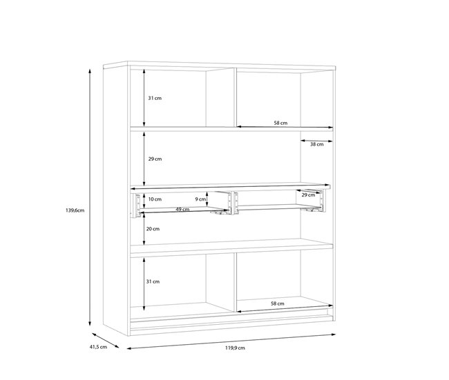 Vitrina 2 puertas 2 cajones MONTREAL Blanco Brillo