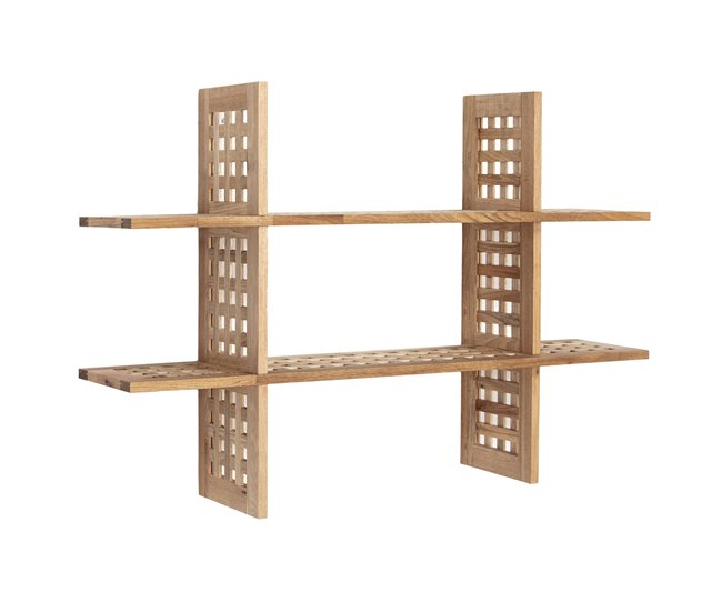 Estantería de pared Jaya de madera de nogal, 6 compartimentos Madera