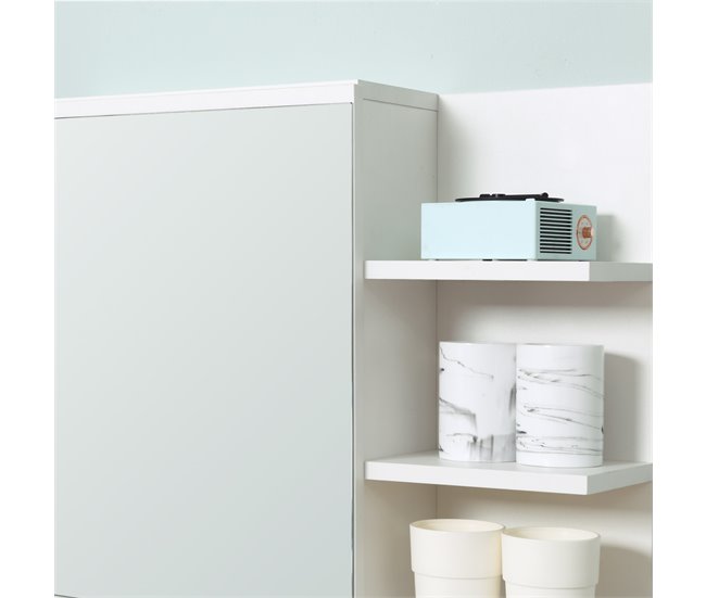 Armario de Baño con Espejo Melamina de Madera y Vidrio kleankin 60 Blanco