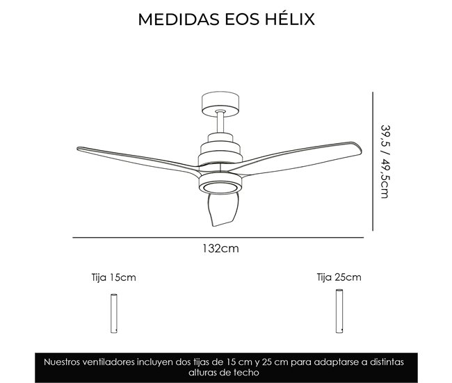 HELIX Ventilador techo wifi YOEVU, LED regulable, 6 velocidades Blanco