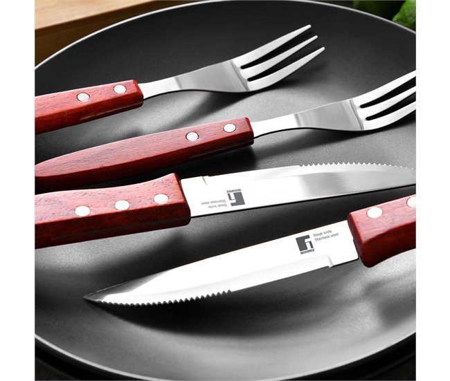 Juego de 4 Tenedores BBQ para carne Bergner Marron