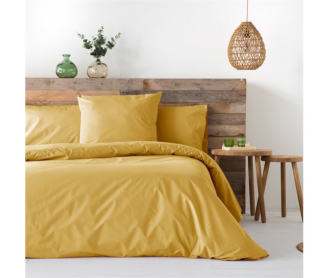 2 Fundas de almohada 100% algodón percal PURE 80x80 Amarillo