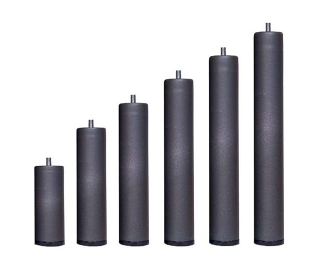 Pack 6 Patas Cilíndricas Metálicas para Base/Somier 35 Gris