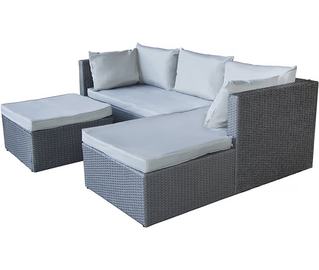 Muebles de jardín bajos en resina tejida Gris