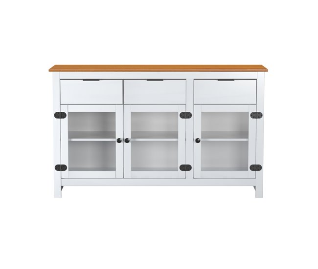 Aparador 3 Cajones 3 Puertas De Pino 133 Blanco