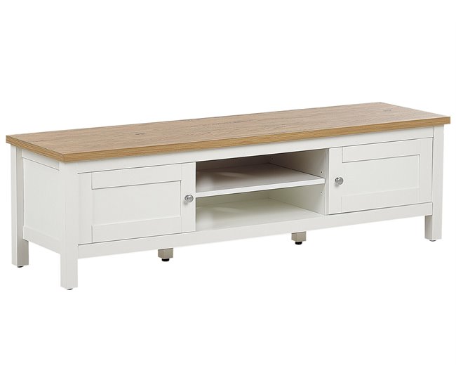 Beliani Mueble TV ATOCA Blanco/ Beige