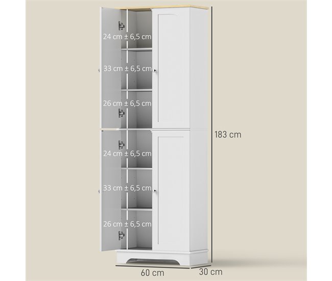 Alacena de Cocina Melamina de Madera, MDF HOMCOM, hogar - cocina Blanco