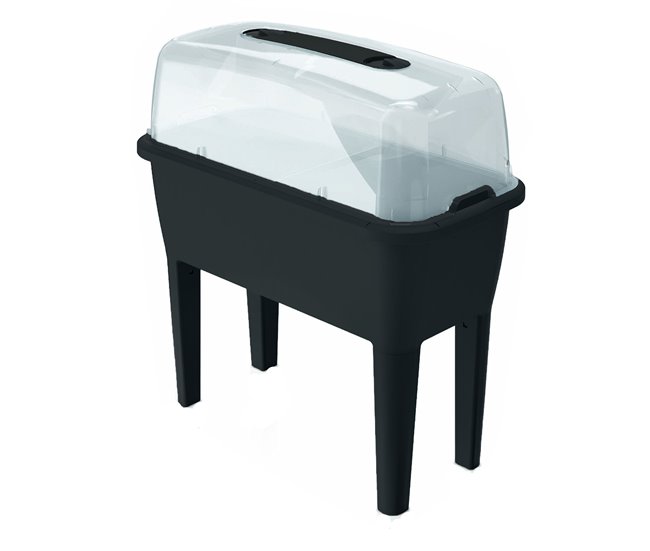 Conforama Huerto Urbano con invernadero de 52 litros en polipropileno 77 x 38 x 82 cm color antracita