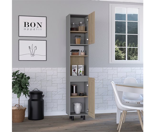 Despensa Alta de Cocina Hasselt, con multiples estantes Multicolor