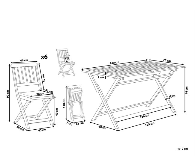 Beliani Conjunto de comedor CENTO Marron