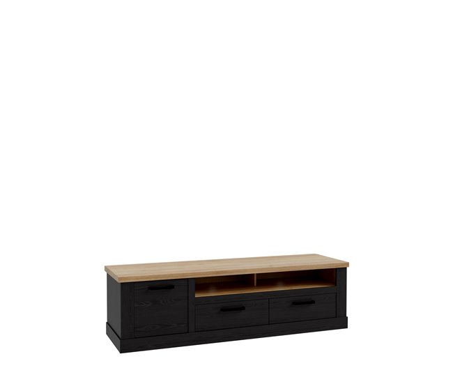Mueble TV 1 puerta y 2 cajónes VERONA Negro/ Madera