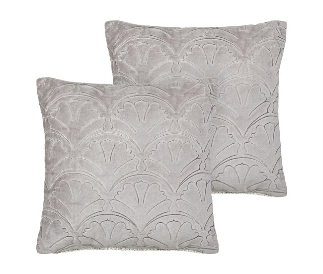 Beliani Cojín decorativo GLORIOSA Gris Claro