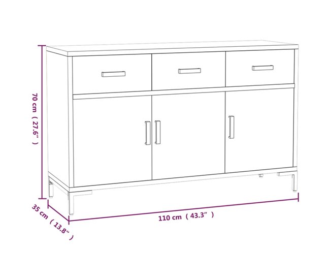 Aparador cómoda mueble de almacenaje organizador cocina salón salón Marron