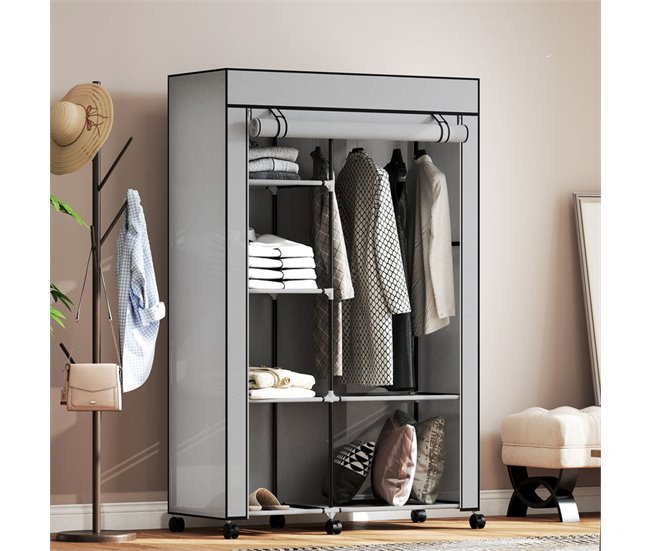 Armario de Tela Acero, Tela no Tejida HOMCOM Gris