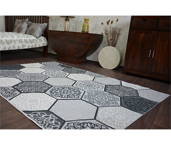 Alfombra LISBOA 27212/356 Hexágono Panal de Abeja 80x150 Gris