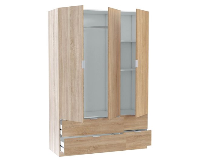 Armario LCX 135 3 puertas y 4 cajones Roble