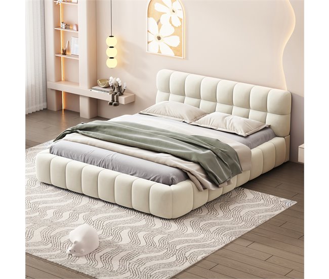 Cama, cama juvenil, cama doble, cama plana 150x213 Beige