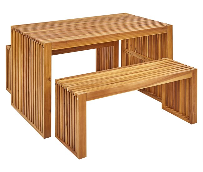 Beliani Conjunto de comedor BELLANO Madera Clara